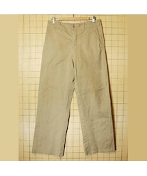 MILITARY | 70s ギリシャ軍 ミリタリー チノトラウザーズパンツ W33相当 ベージュ ライトブラウン ボタンフライ 古着 (チノパンツ)