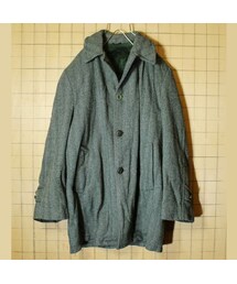 60s 70s 裏地ボア ウールジャケット グレー グリーン メンズML相当 USA製 ビンテージ ハーフコート(その他アウター)