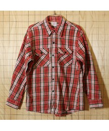 WASHINGTON DEE CEE USA製 70S 古着レッド ブラック ホワイト チェック シャツ ヘビーネル メンズL ワークシャツ(シャツ/ブラウス)