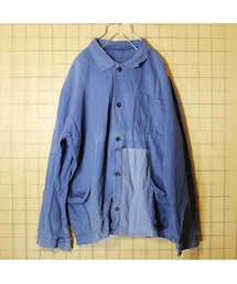 ドイツ フランス 70s-80s ワーク ジャケット カバーオール ネイビー ビンテージ ヨーロッパ古着 メンズXL相当(カバーオール)