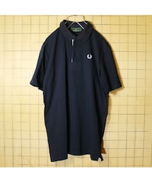 FRED PERRY | イタリア製 FRED PERRY フレッドペリー 半袖 ポロシャツ ブラック 黒 メンズM相当 ワンポイント 古着(ポロシャツ)