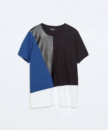 ZARA | フェイクレザーディテールTシャツ(Tシャツ/カットソー)