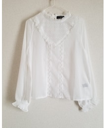 しまむら | シフォンレースPソデ58/￥1500/淡白/M(シャツ/ブラウス)