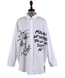  | ミッキーマウスロゴプリントオーバーサイズシャツ(シャツ/ブラウス)