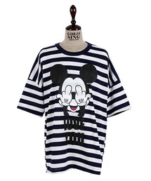 ミッキーポイントボーダー柄Ｔシャツ(Tシャツ/カットソー)