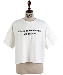 ロゴ刺繍入りクロップドＴシャツ(Tシャツ/カットソー)