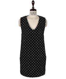 ミニドット柄Ｖネック起毛ミニワンピース(ワンピース)