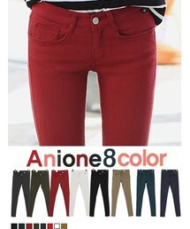 無地コットンカラースキニーパンツ(その他パンツ)