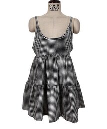 ギンガムチェック柄ティアードフリルワンピース(ワンピース)