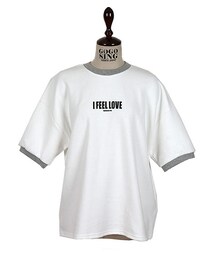 リブ切替レタリングTシャツ(Tシャツ/カットソー)