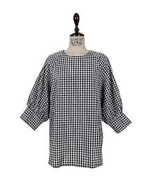 バルーンスリーブギンガムチェックブラウス(シャツ/ブラウス)