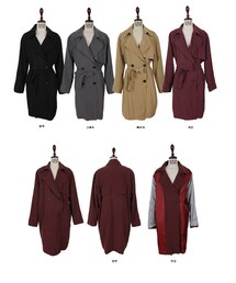 チェック柄裏地ダブルトレンチコート(トレンチコート)