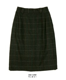 配色チェック柄ミディスカート(スカート)