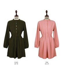 詰襟ルーズフィットゴムウエストワンピース(ワンピース)