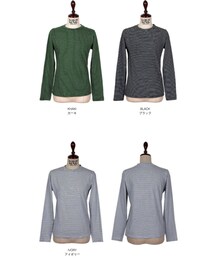 細ボーダー柄ベーシックトップス(Tシャツ/カットソー)