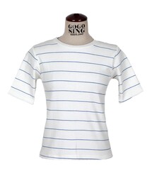 シンプルストライプコールテン５分Ｔシャツ(Tシャツ/カットソー)