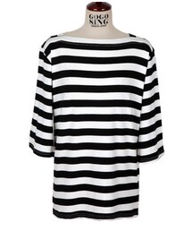 ボーダー柄7分袖Tシャツ(Tシャツ/カットソー)