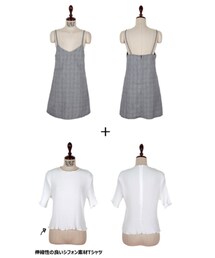 チェック柄ビスチェ+シフォンTセット(Tシャツ/カットソー)