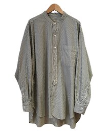 tim. band collar stripe shirt BEIGE NAVY(シャツ/ブラウス)