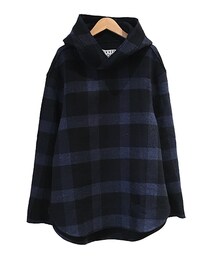 FFIXXED STUDIOS WOVEN HOODIE BLUE NAVY CHECK(パーカー)