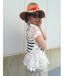 Sacai | sacai ボーダー×レース tops(Tシャツ/カットソー)