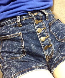 ハイウエストデニムショートパンツ(デニムパンツ)
