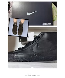NIKE | オールブラック レザースニーカー NIKEiD(スニーカー)