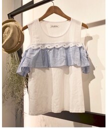 UNKNOWN. | 韓系荷葉邊露肩上衣(Tシャツ/カットソー)