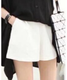 UNKNOWN. | 韓 棉麻寬褲裙-白色(カーゴパンツ)