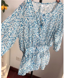 UNKNOWN. | 藍色碎花七分袖上衣(カーディガン/ボレロ)