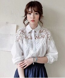 moley | 蕾絲燒花襯衫(シャツ/ブラウス)