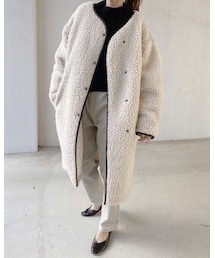 mite | boa coat(ノーカラーコート)