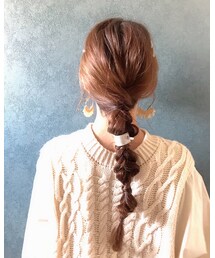 ヘアアレンジ★ | くるりんぱとみつあみローポニー★(ヘアピン)