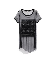 歐美街頭時尚鉚釘透網長板上衣(その他トップス)