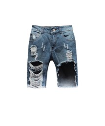 歐美街頭設計大破壞牛仔單寧五分短褲(デニムパンツ)