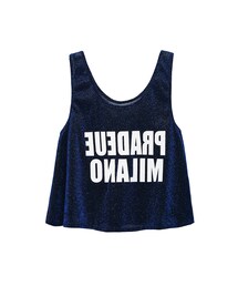 歐美時尚設計藍色珠光傘狀英文字母背心(タンクトップ)