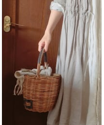 eb.a.gos | ミニバーキンブライドル（ファー付きかぶせ）choco(かごバッグ)