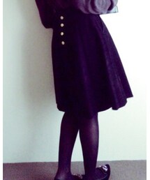 VINTAGE | 後ろボタンベロアフレアスカート(スカート)