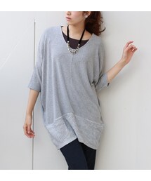 REAL CUBE | 「REALCUBE/リアルキューブ」裾ニット切替たっぷりドルマンチュニックニットソー(ニット/セーター)