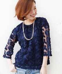 REAL CUBE | 「Cu」立体フラワーデザイン透かしレースプルオーバー(その他トップス)