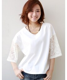 REAL CUBE | 「Cu」Made in Japan 袖レースプルオーバー(Tシャツ/カットソー)