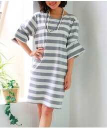 REAL CUBE | Vingtrois バックリボンボーダーワンピース(ワンピース)