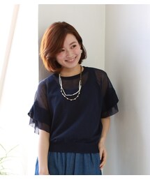 REAL CUBE | Vingtrois フリルスリーブ透けニットプルオーバー(ニット/セーター)