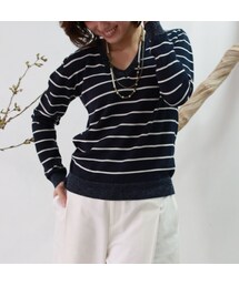 REAL CUBE | Vingtrois Vネックボーダーニットプルオーバー(ニット/セーター)