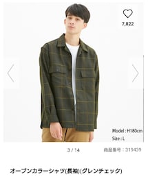 GU | オープンカラーシャツ（長袖）（グレンチェック）(シャツ/ブラウス)