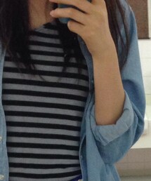 (黒×グレー)ボーダーTシャツ(Tシャツ/カットソー)