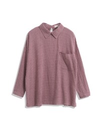 QUEEN SHOP | 單口袋襯衫領細格紋上衣(トップス)
