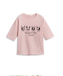 QUEEN SHOP |  四隻小法鬥犬英文字棉T 兩色售(Tシャツ/カットソー)