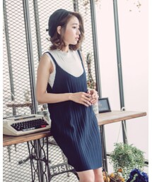 QUEEN SHOP | 直條壓紋吊帶裙 兩色售(ワンピース/ドレス)