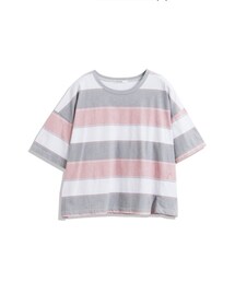 QUEEN SHOP | 粗細配色粗細橫條紋上衣(Tシャツ/カットソー)